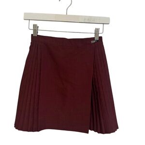 Maroon Red ￼vintage Adjustable Pleated School Girl Skirt Tennis Skirt Size Xs/s